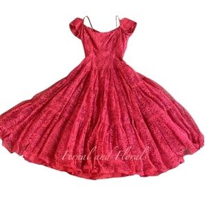 RARE 1950s Fazzi by Howard Norm California Red Lace Cocktail Dress
